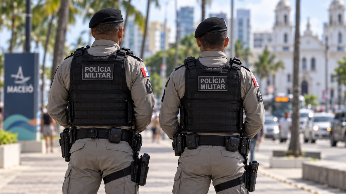 Policiais militares fardados representam o concurso da PM AL com 1.060 vagas de nível médio.