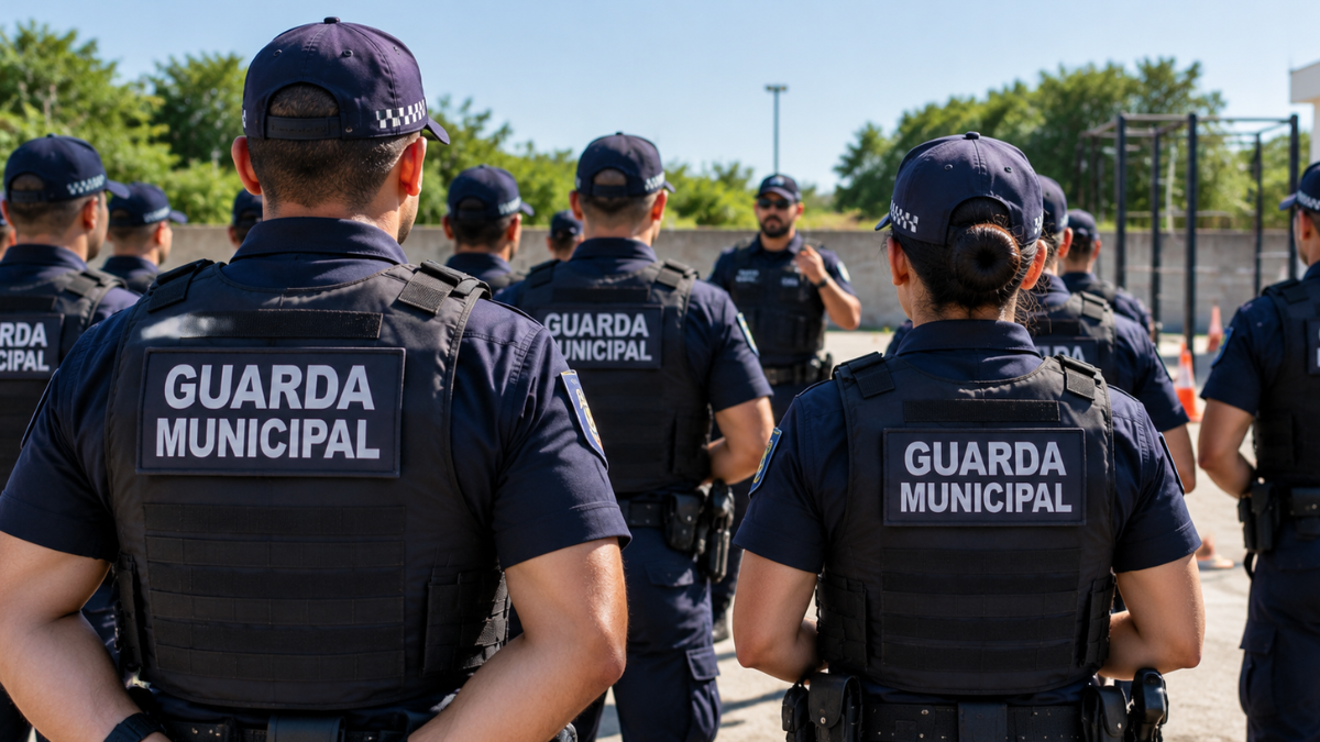 Guardas municipais em formação durante treinamento representando concursos para Guarda Municipal em São Paulo.