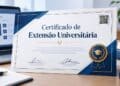 Modelo de certificado de curso de extensão universitária da Pensar Cursos