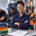 Cinco jovens em ambiente industrial realizando atividades práticas de cursos técnicos com livros e equipamentos, simbolizando os cursos técnicos em alta para 2027.