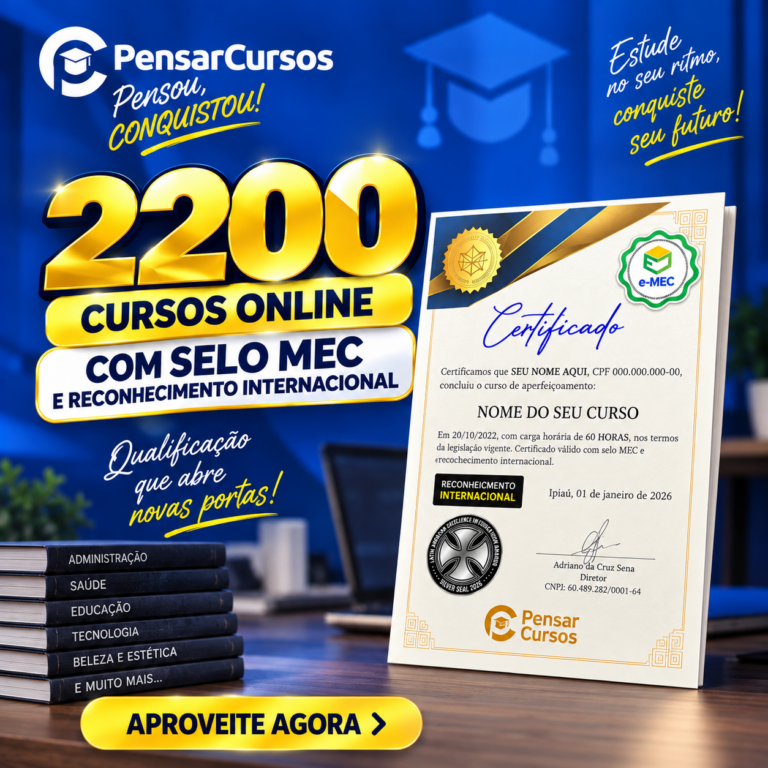 Pensar Cursos: 2200 cursos online com selo MEC e reconhecimento internacional