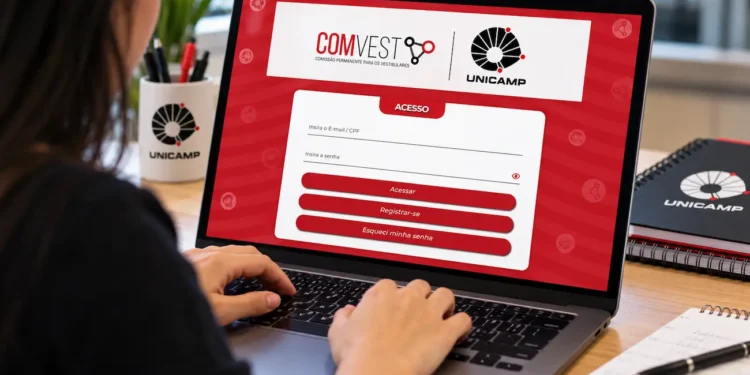 Candidata realiza inscrição no processo seletivo ENEM-Unicamp 2027 pelo site da Comvest, que oferece 431 vagas em cursos de graduação.